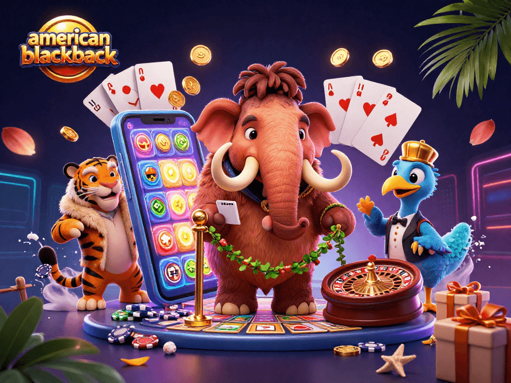 Join the excitement of american-blackjack with this vibrant casino scene featuring iconic characters.