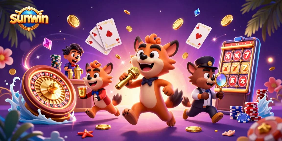 Experience fun at sunwin's comedy casino with hyena characters, drinks, and games sparking excitement!
