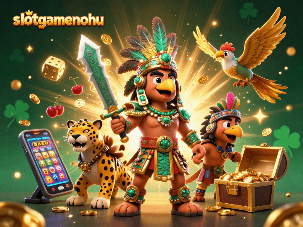 Experience the thrill of winning with slotgamenohu’s vibrant jackpot scene featuring iconic game and casino elements.