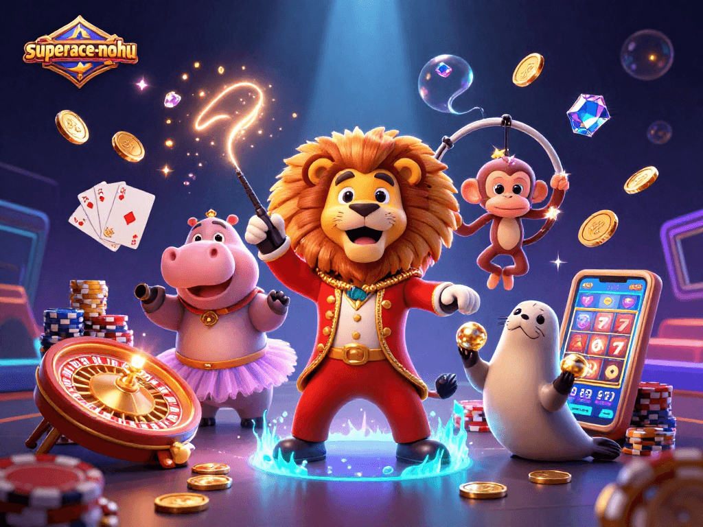 Experience thrilling action in superace-nohu with vibrant circus characters and exciting casino elements.