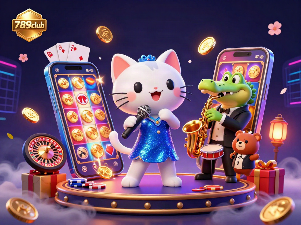 Catch the excitement of 789club with this vibrant casino scene featuring dynamic characters and game elements.