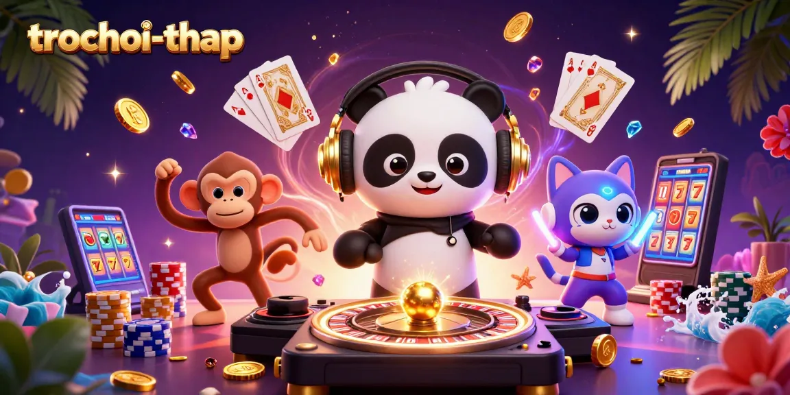 Join the excitement at trochoi-thap with colorful casino characters and dynamic gameplay elements!