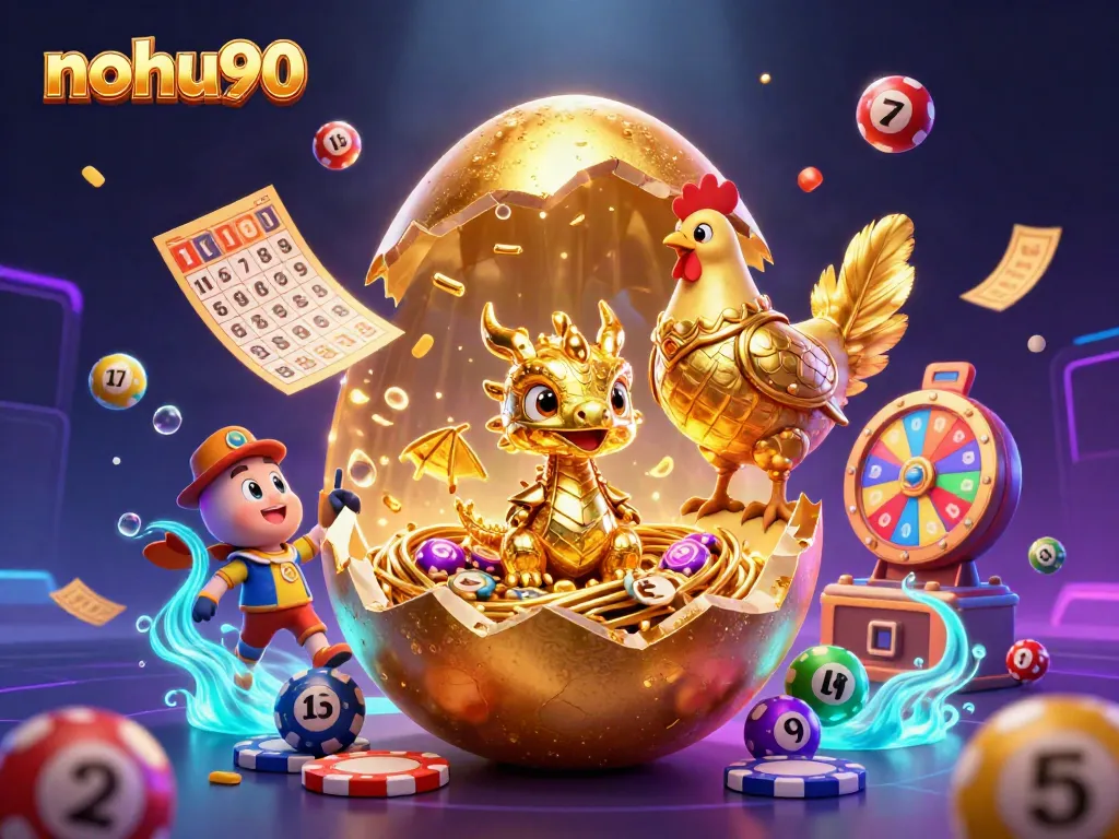 Experience thrilling moments at nohu90 with golden dragon, poker chips, and exciting game elements.