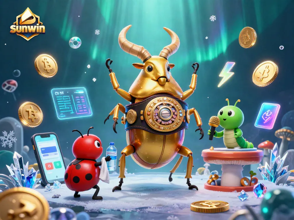 Win big at Sun Win with immersive 3D visuals of the casino experience and vibrant gaming elements.