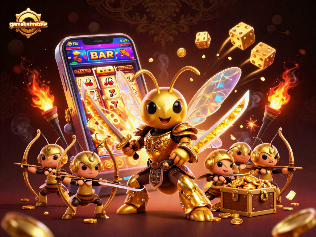 Experience thrilling jackpots with gamebaimobile's vibrant slot machine and dynamic characters.