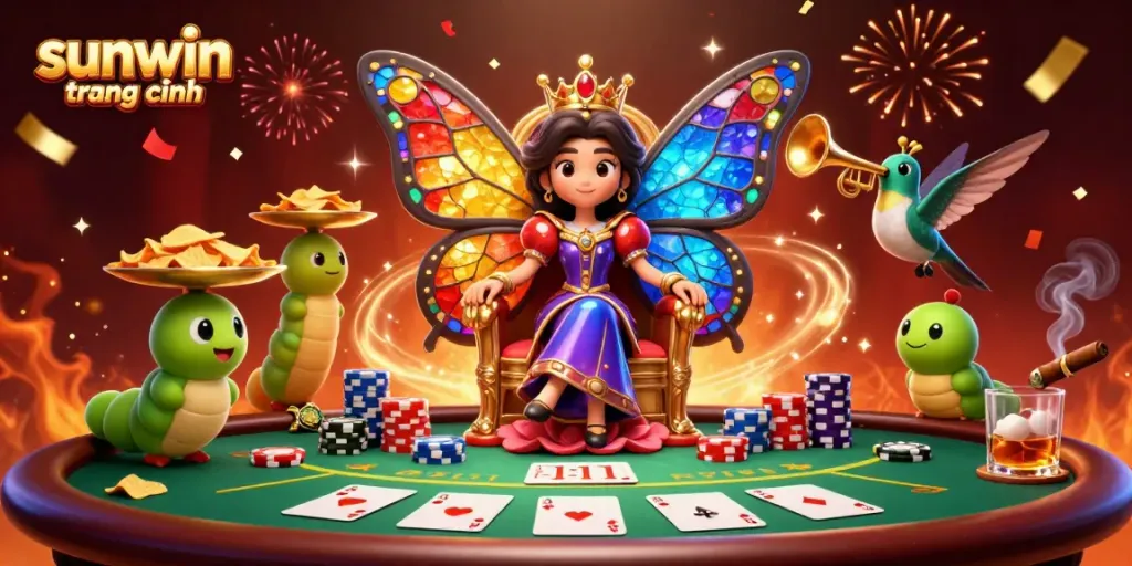 Experience the vibrant world of sunwin trang chính with a colorful casino-themed illustration.