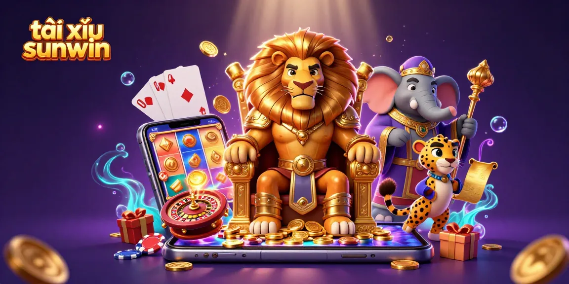 Play exciting tài xỉu sunwin with fierce characters in a vibrant casino scene full of thrilling game elements.