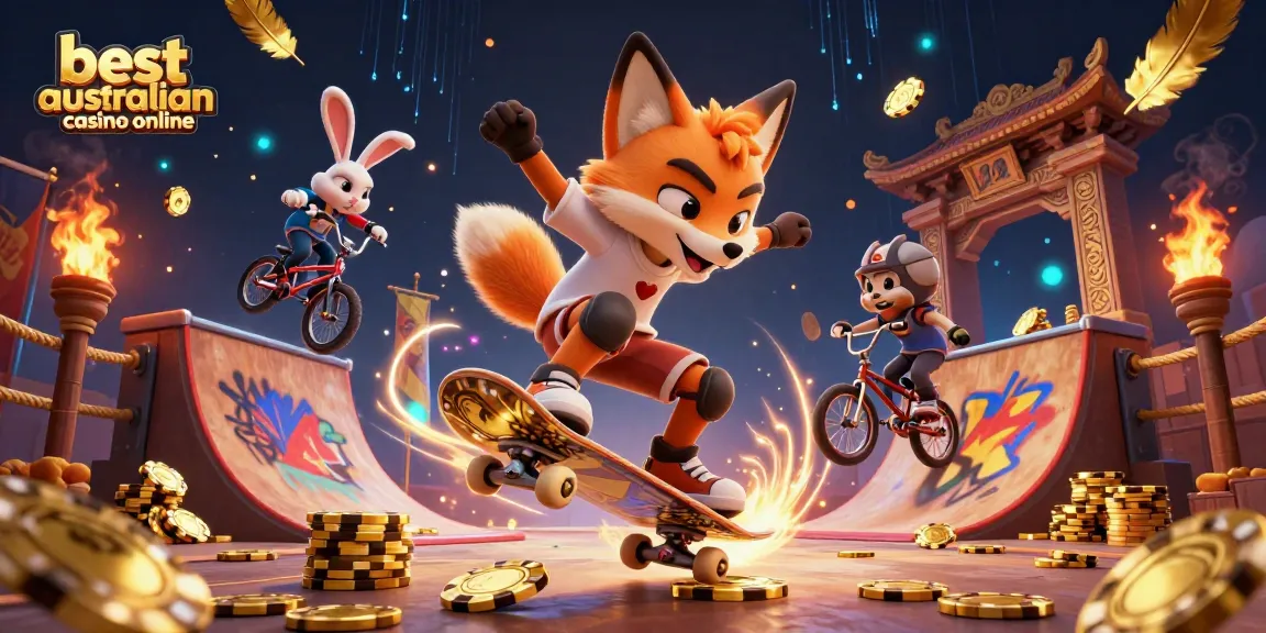 Experience the thrill at the best australian casino online with a playful 3D fox and rabbit in a dynamic scene.