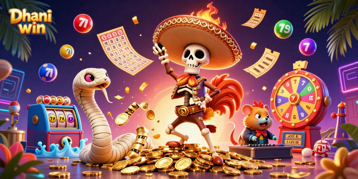 Dhani win platform showcasing exciting gameplay with vibrant characters and lottery elements for engaging fun.
