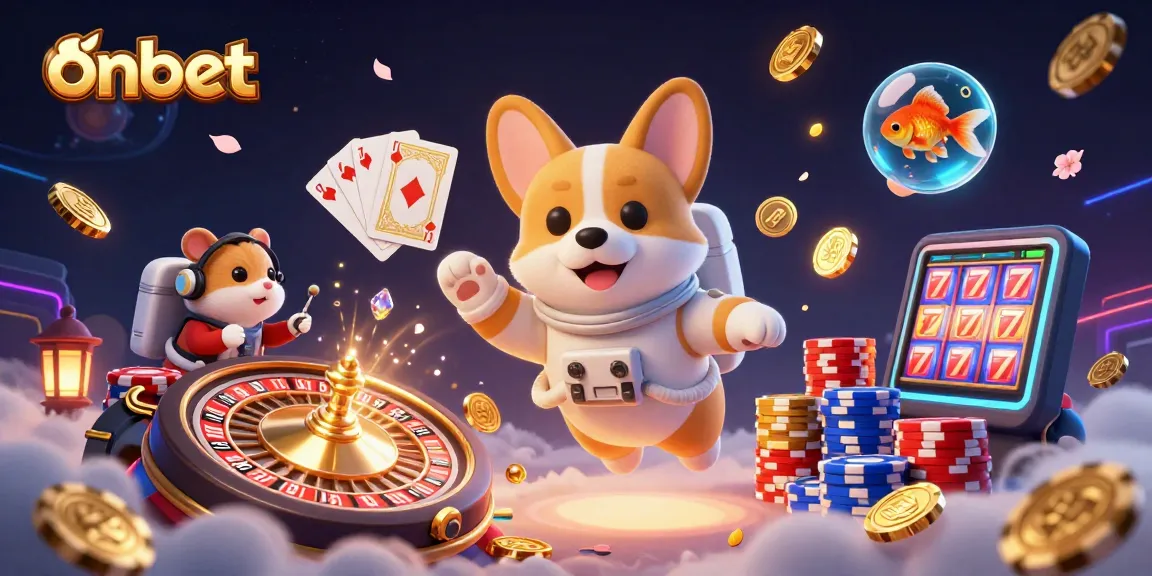 Experience thrilling action at Onbet with dynamic gaming elements and unique characters in a vibrant casino scene.