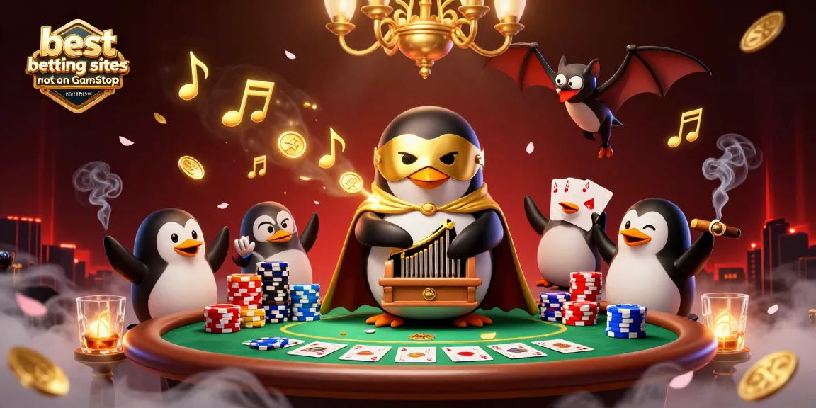 Experience the excitement of the best betting sites not on GamStop with a vibrant casino-themed illustration.