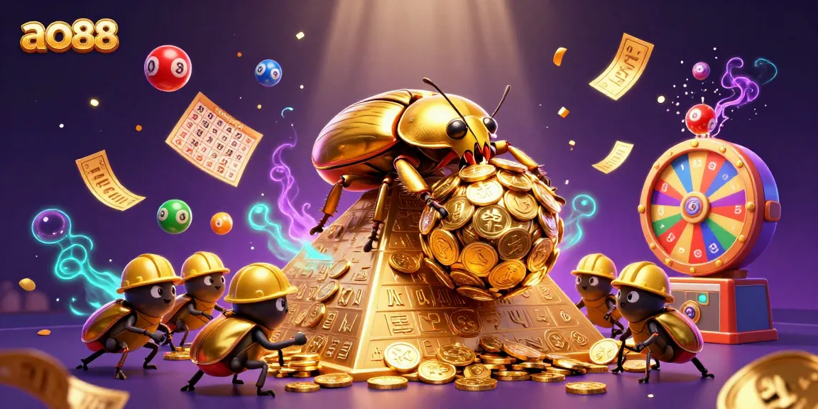 Experience winning excitement at ao88 with vibrant lottery elements and golden coins.