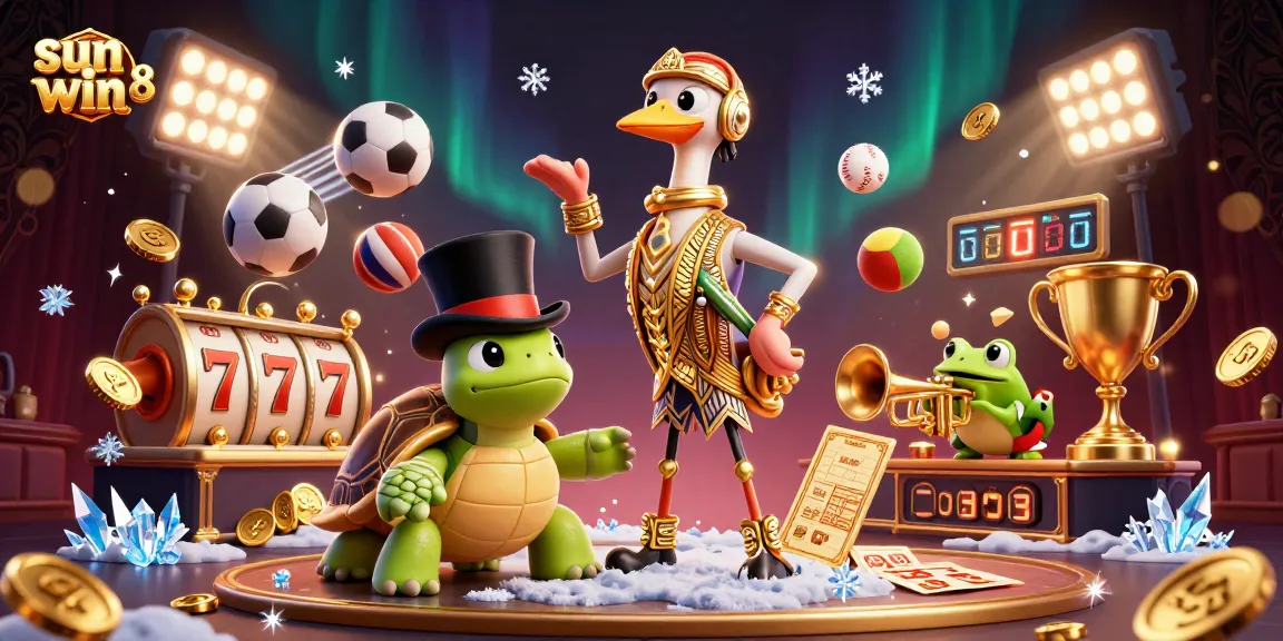 Win big with sun win 88 at a dazzling casino scene featuring vibrant characters and game elements.