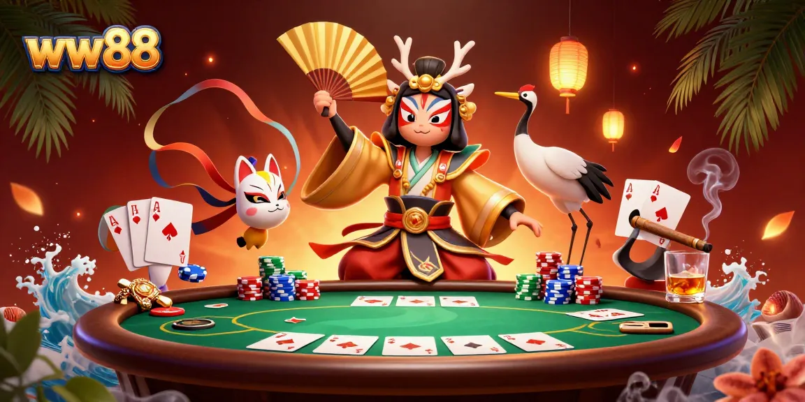 Experience top-tier poker action and vibrance with ww88's vibrant casino scene featuring lively characters.