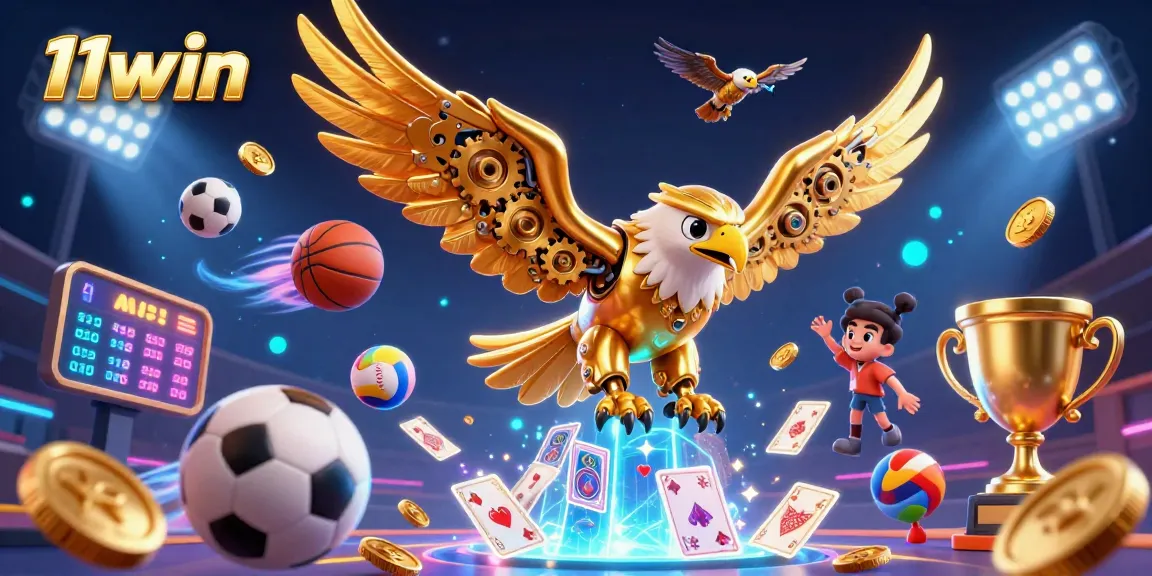 Experience thrilling betting action with 11win's dynamic 3D casino illustration.