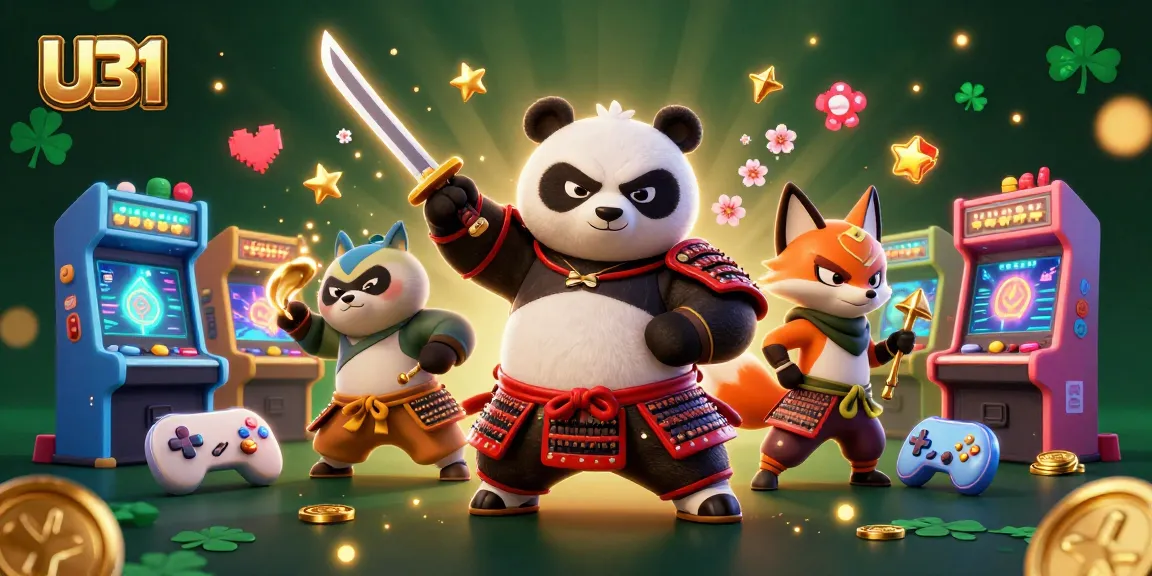 Experience thrilling gameplay with U31 featuring a dynamic 3D illustration of characters in a vibrant casino scene.