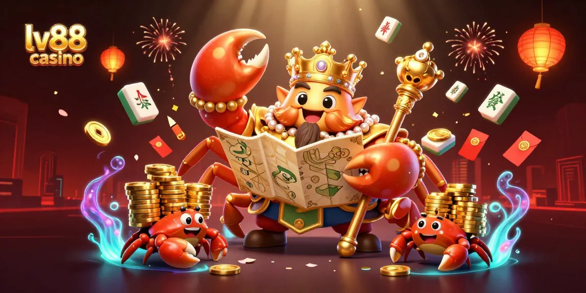 Experience the excitement of lv88 casino with a vibrant scene featuring a golden crab emperor and engaging gaming elements.