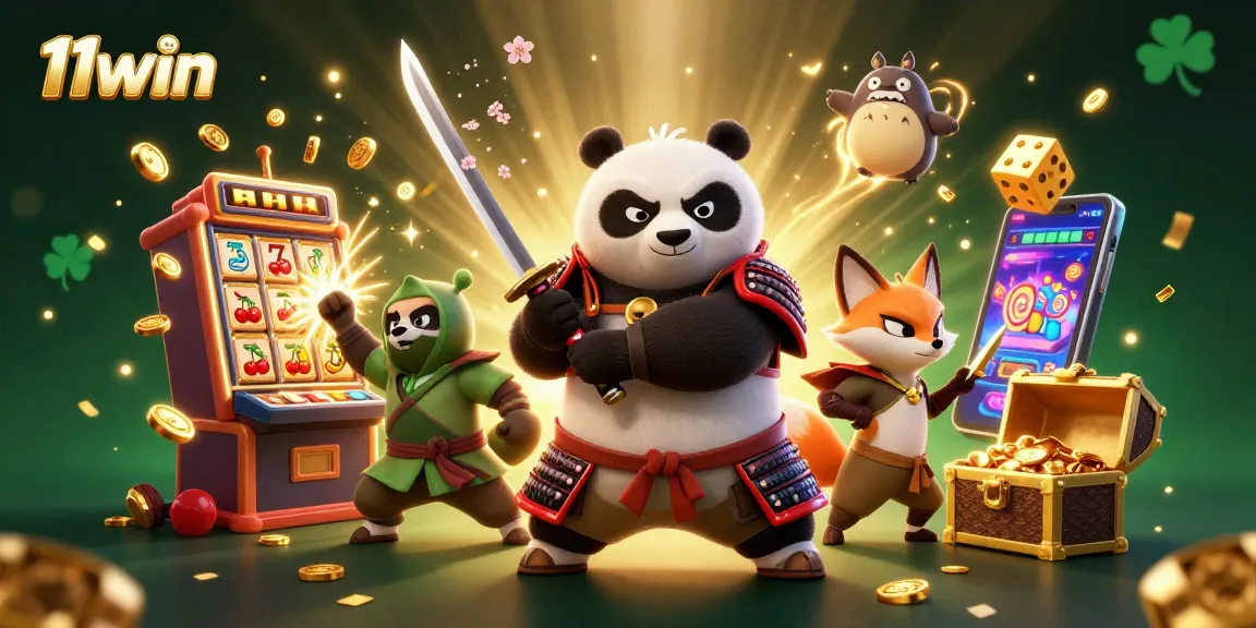 Experience luck at 11win with a dynamic casino scene showcasing jackpots and festive spirits.